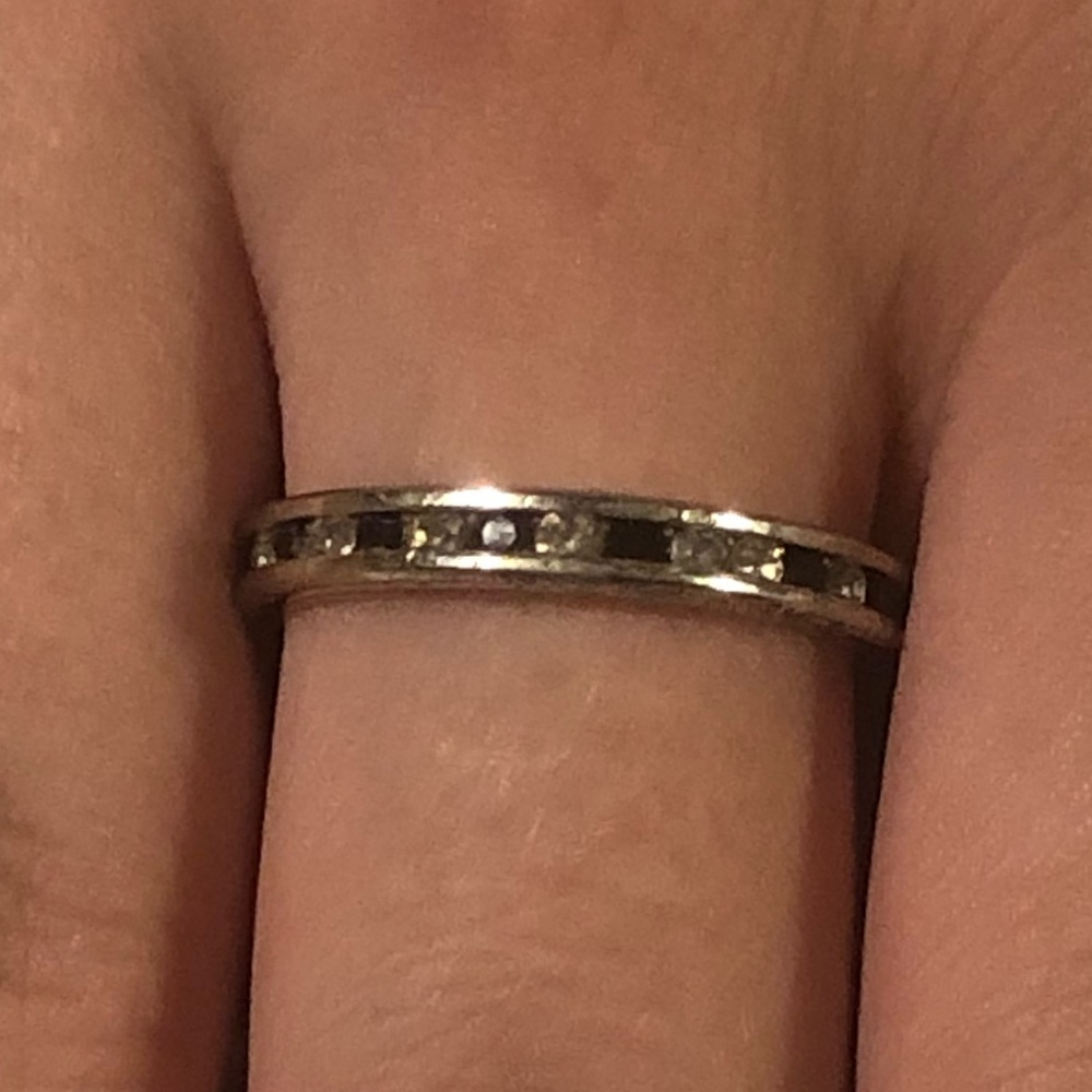 Faux Diamond & Sapphire Circle Ring